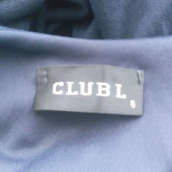 Club L Navy Blue Maxi Formal Drapey Form Fitting Dress Size 6 - Picture 8 of 9